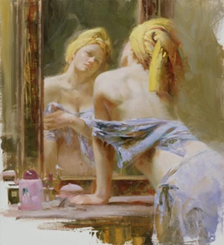 Pino Signed Limited Edition Embellished 26x24 Canvas Giclee: "Morning Reflections" Pino Signed Limited Edition Embellished 26x24 Canvas Giclee: "Morning Reflections"