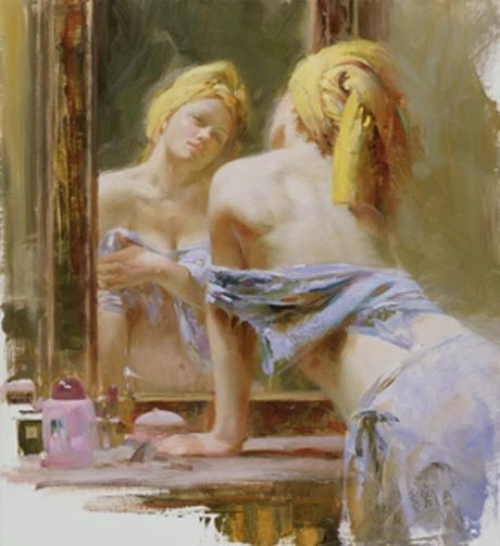 Pino Signed Limited Edition Embellished 26x24 Canvas Giclee: "Morning Reflections"