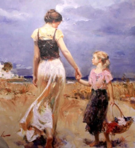 Pino Signed Limited Edition Embellished 30x30 Canvas Giclee: "LET'S GO HOME"