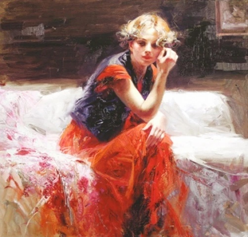 Pino Signed Limited Edition Embellished 30x30 Canvas Giclee: "Silent Contemplation" Pino Signed Limited Edition Embellished 30x30 Canvas Giclee: "Silent Contemplation"