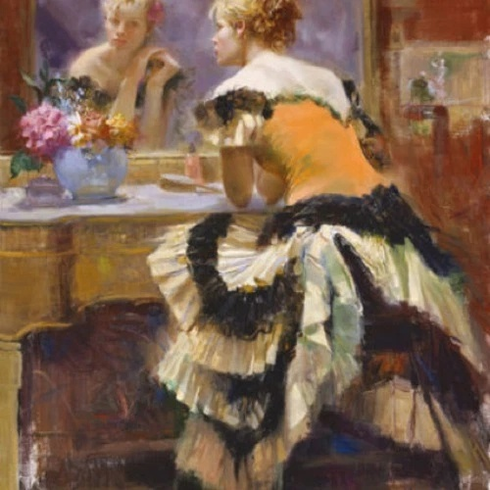 Pino Signed Limited Edition Embellished 32x24 Canvas Giclee: "BEFORE THE SHOW"