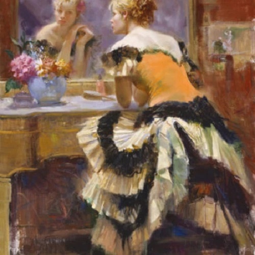 Pino Signed Limited Edition Embellished 32x24 Canvas Giclee: "BEFORE THE SHOW"
