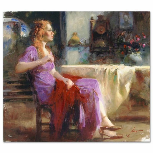 Pino Signed Limited Edition Embellished 32x36 Canvas Giclee: "LONGING FOR" Pino Signed Limited Edition Embellished 32x36 Canvas Giclee: "LONGING FOR"