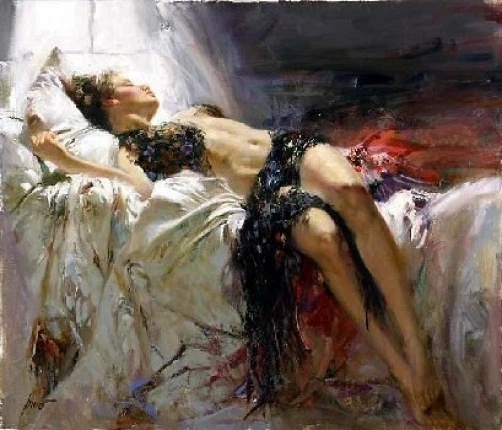 Pino Signed Limited Edition Embellished 36x42 Canvas Giclee: "Morning Dreams"