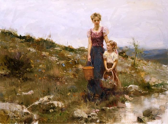 Pino Signed Limited Edition Embellished 36x48 Canvas Giclee : "CLOSE TO HOME"