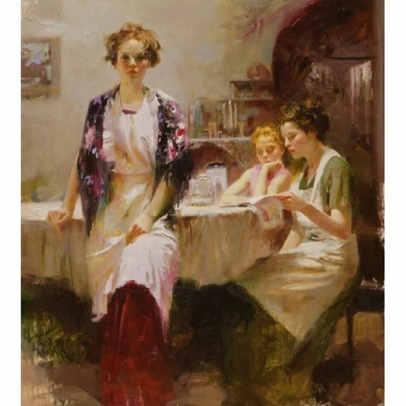 Pino Signed Limited Edition Embellished 40x36 Canvas Giclee: "DISTANT THOUGHTS"