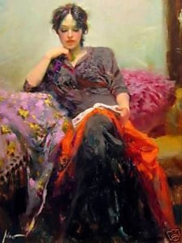 Pino Signed Limited Edition Embellished Canvas Giclee: "HER FAVORITE BOOK"