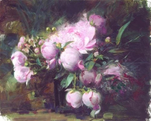 Pino Signed Limited Edition Embellished Canvas Giclee: "PEONIES"