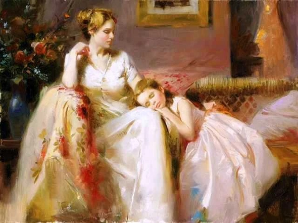 Pino Signed Limited Edition Embellsihed Canvas Giclee: "Touch of Warmth"