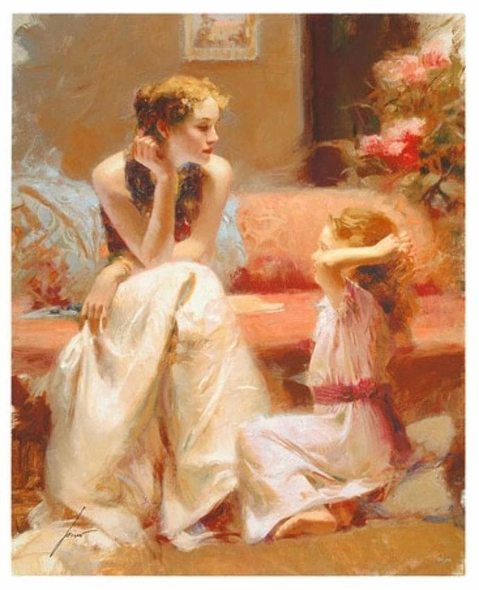Pino Signed Limited Edition SN 36x30 Canvas Giclee: "Thinking of You"