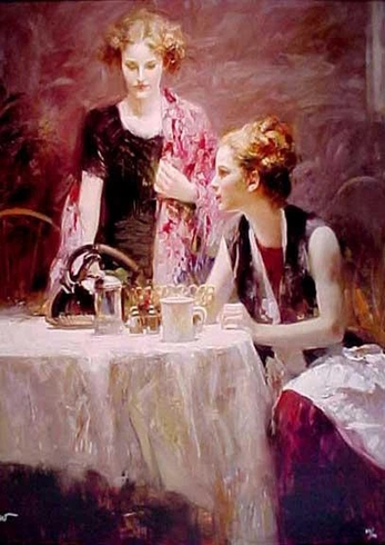 Pino Signed38x32 Canvas Giclee: "After Dinner"
