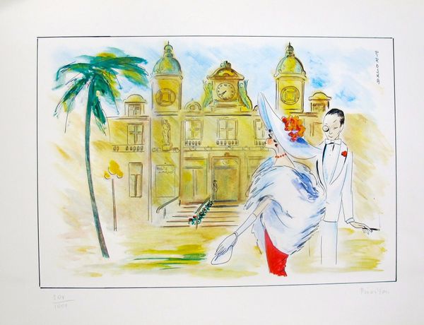 Piroska Kevesi Hand Signed Lithograph:"Monte Carlo Casino"