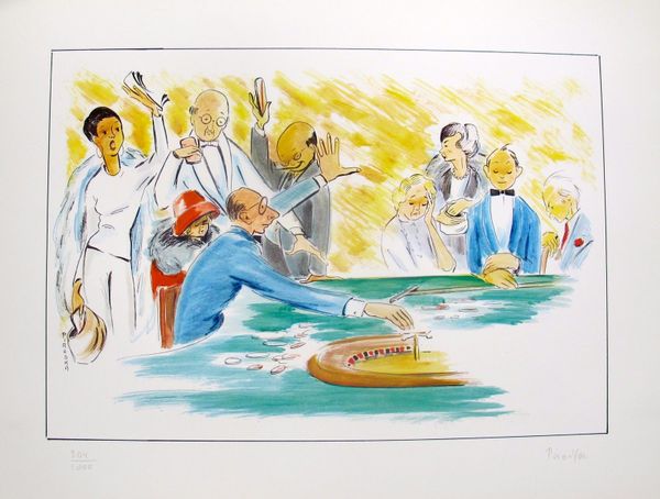 Piroska Kevesi Hand Signed Lithograph:"Roulette Monte Carlo Casino"