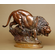 Prosper Lecourtier Handcrafted Solid Bronze Sculpture:"Lion on Rock"