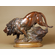 Prosper Lecourtier Handcrafted Solid Bronze Sculpture:"Lion on Rock"