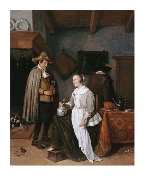 Quiryn Gerritsz Van Brekelenkam Fine Art Open Edition Gicl&eacute;e:"A Soldier Drinking with a Young Woman"