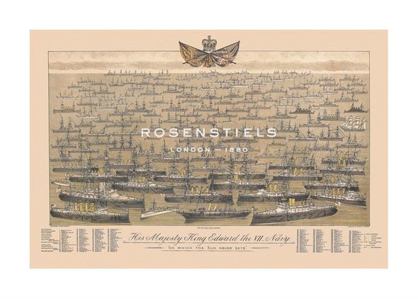 R. Abrahams Hand Numbered Limited Edition Print on Paper :"His Majesty King Edward VII's Navy - 'On Which The Sun Never Sets'"