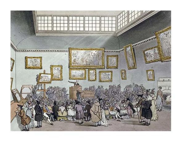 R. Ackermann Fine Art Open Edition Gicl&eacute;e:"Colored Aquatint of Christies Auction Room"