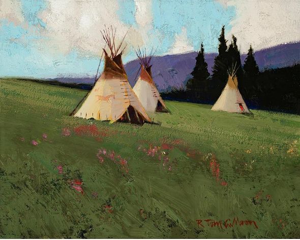 R. Tom Gilleon Limited Edition Canvas Giclee:"Summer Mountain Camp"