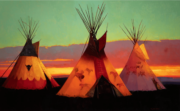 R. Tom Gilleon Artist Signed and Numbered Limited Edition Canvas Giclee:"Tres Buhos"