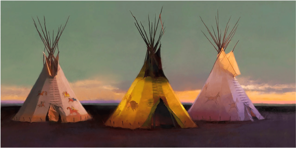 R. Tom Gilleon Artist Signed and Numbered Limited Edition Canvas Giclee:"Tribal Tripartite"