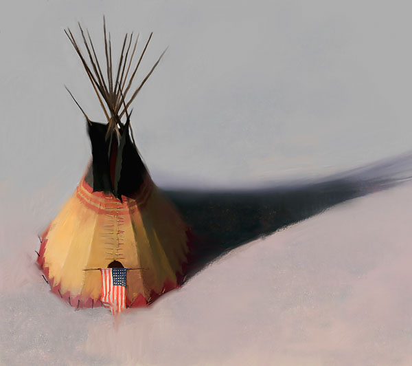 R. Tom Gilleon Artist Signed and Numbered Limited Edition Canvas Giclee: "Teebow Tipi"