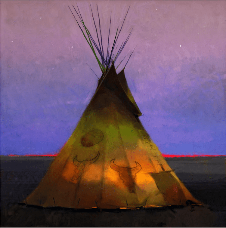 R. Tom Gilleon Artist Signed and Numbered Limited Edition Canvas Giclee:"Rosebud Starlight and Bison"