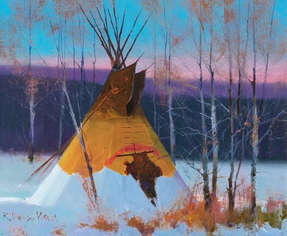 R. Tom Gilleon Limited Edition Canvas Giclee:"Wolf Butte Camp"