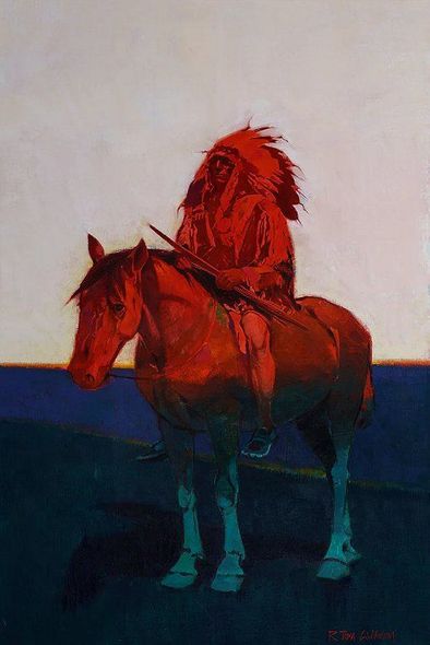 R. Tom Gilleon Limited Edition Canvas Giclee:"Sun Setting on the Red Man"