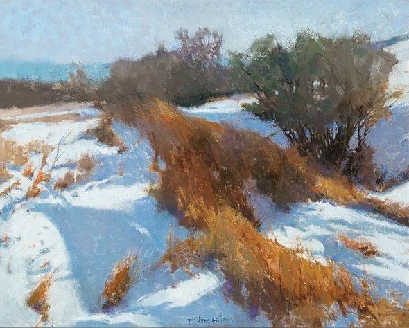 R. Tom Gilleon Limited Edition Canvas Giclee:"Snow Banks and Buckbrush"