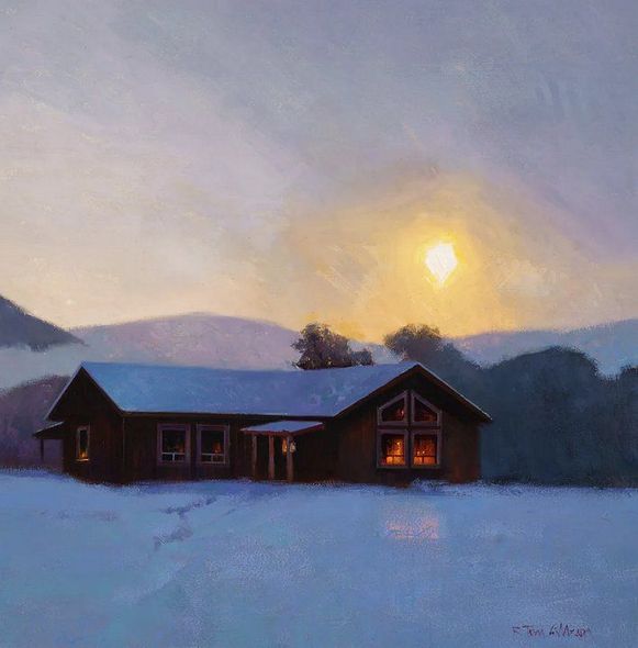 R. Tom Gilleon Limited Edition Canvas Giclee:"Artist's Studio in Winter"