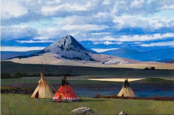 R. Tom Gilleon Limited Edition Canvas Giclee:"Siksika Camp"