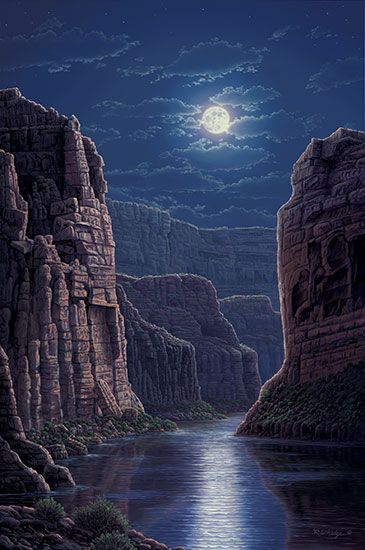 R.W. Hedge Limited Edition Museum Quality Canvas Gicl&eacute;e: "Moonlit Pass"