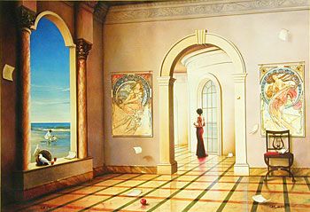 Rafael Quevedo Orlando Handsigned and Numbered Limited Edition Giclee on Canvas:"Lady in Red"