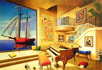 Rafael Quevedo Orlando Handsigned and Numbered Limited Edition Giclee on Canvas:"Love Boat"
