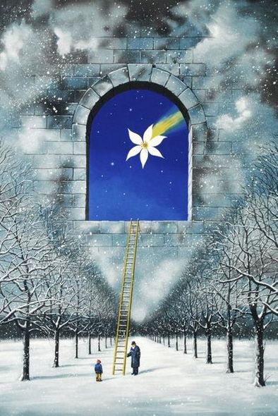Rafal Olbinski Limited Edition Hand Pulled Lithograph on Deckle Edge Paper: "Magical Transparency of Time"