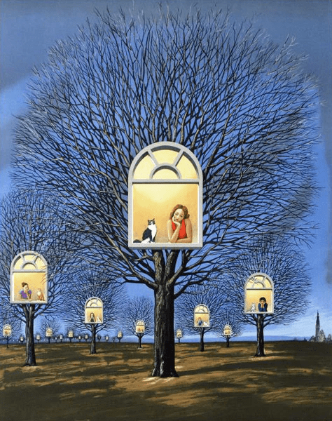 Rafal Olbinski Limited Edition Lithograph on Museum Quality Deckle Edge Paper: "Suspended Promises"
