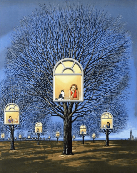 Rafal Olbinski Limited Edition Lithograph on Museum Quality Deckle Edge Paper: "Suspended Promises"