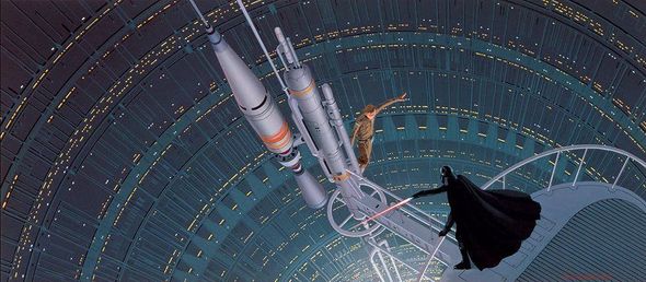 Ralph McQuarrie Limited Edition Star Wars Giclee on Canvas:"Sword Fight on Antenna"