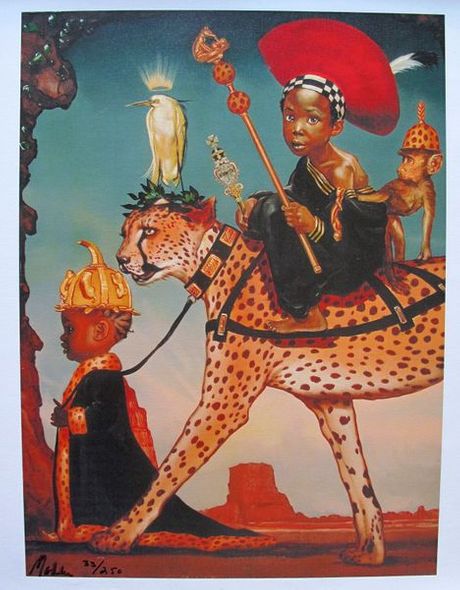 Ralph Wolfe Cowan Limited Edition Giclee on Canvas:"African Prince Princess"