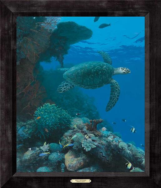 Randall Scott Framed Limited Edition Canvas: "Reef Sentinel-Sea Turtle"