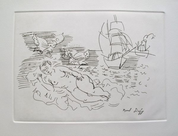 Raoul Dufy Restrike Etching:"On The Beach"