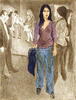 Raphael Soyer Limited Edition Lithograph on Paper:"Passing By"