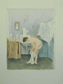 Raphel Soyer Hand Signed Publisher Proof Lithograph:"Nude Bathing"