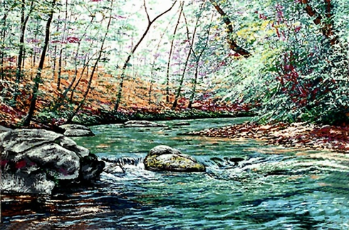 Raymond Byram Signed Limited Edition Hand Pulled Serigraph on Paper: "'NICKAJACK CREEK""
