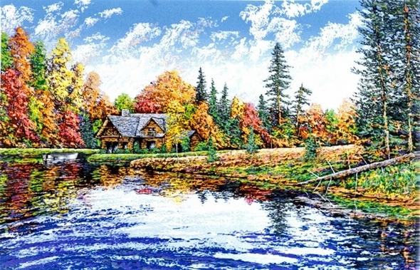 Raymond Byram Signed Limited Edition Hand Pulled Serigraph on Paper: ""OCTOBER RETREAT""