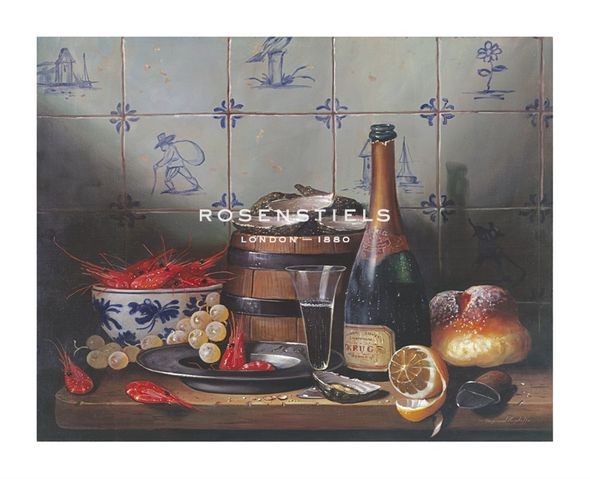 Raymond Campbell Hand Numbered Limited Edition Print on Paper :"Dutch Tiles And Seafood"