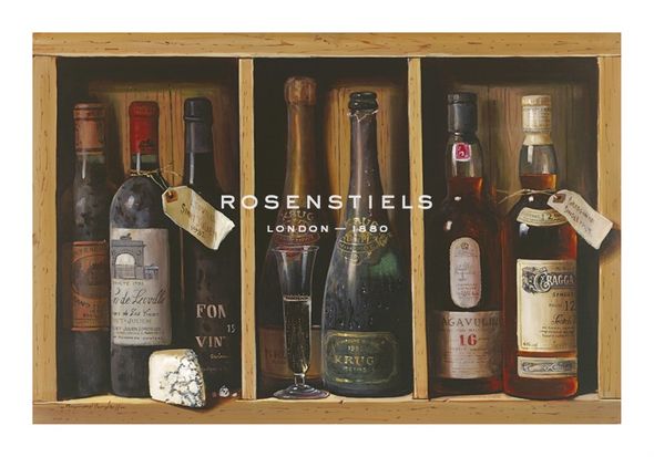 Raymond Campbell Hand Numbered Limited Edition Print on Paper :"Wine, Champagne And Whiskey"