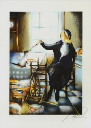 Raymond Poulet Hand Signed Limited Edition Lithograph:"Spinning" Raymond Poulet Hand Signed Limited Edition Lithograph:"Spinning"