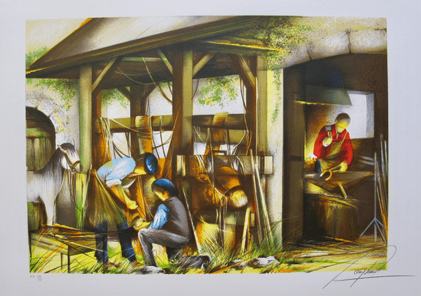 Raymond Poulet Hand Signed Limited Edition Lithograph:"Blacksmith"